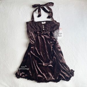 Japanese brand Liz Lisa y2k brown velvet ribbon dress 🍫 ₊˚⊹